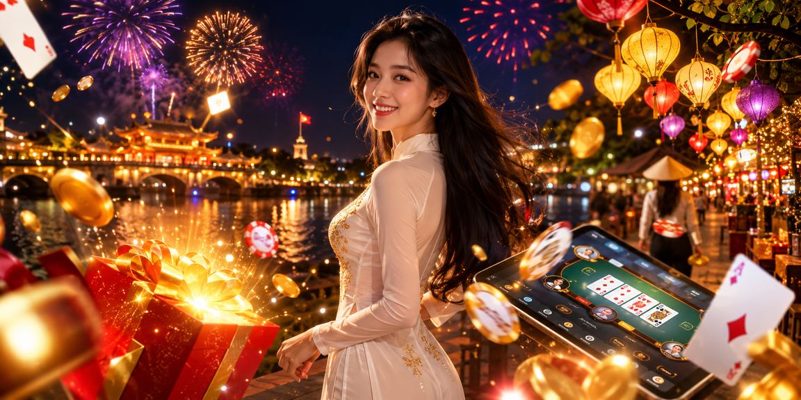 Người chơi tại chợ đêm Huế tham gia game bài và bảng xếp hạng giải thưởng